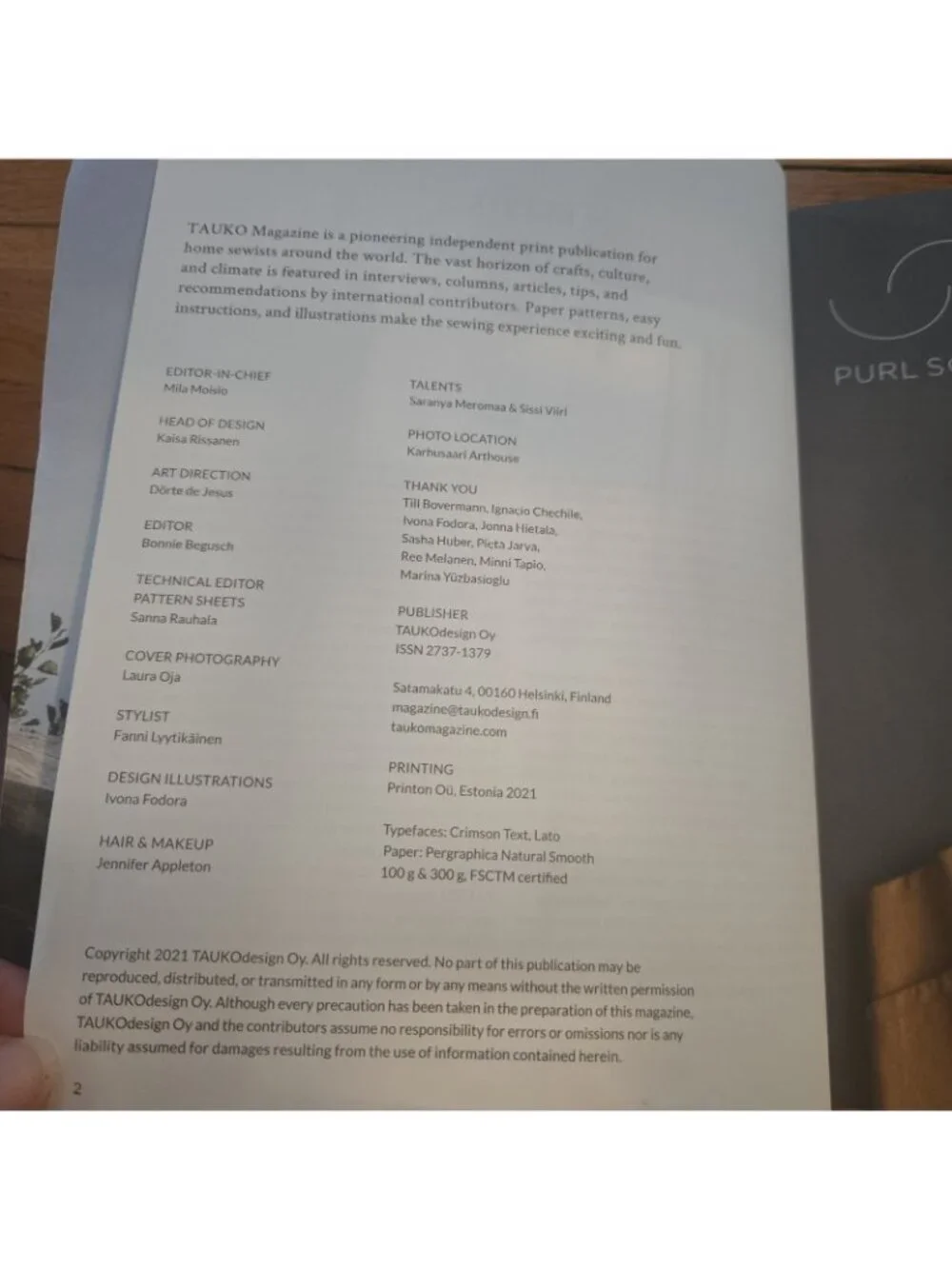 TAUKO  Magazine Issue 1 Winter 2021 Sewing Climate Culture Community